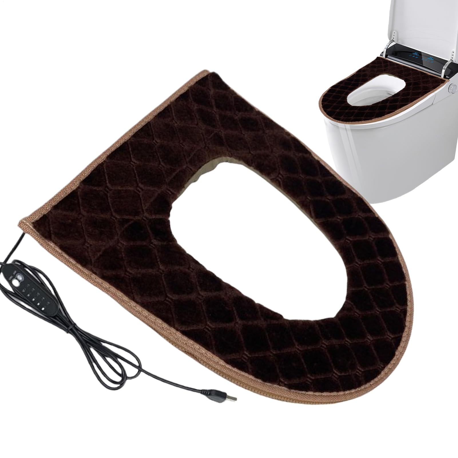 Calentador de asiento de inodoro con temporizador y diseño enchufable USB de alta gama