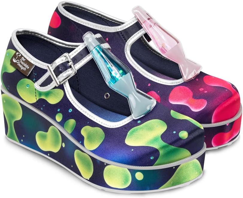 Hot Chocolate Design Chocolaticas Funky Canvas Women's Mary Jane Flat Shoes, Lava Lamp, 8 UK