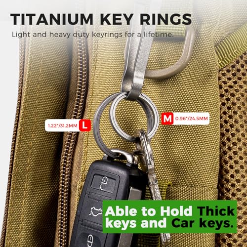 Image of FEGVE Small Titanium Key Chain Rings, Side Push Keychain Ring, Rustproof | Side Push Easy Open, Gr5 titanium alloy, Ultra-light, Corrosion-proof, Anti-deform, for House Car Work Keys
