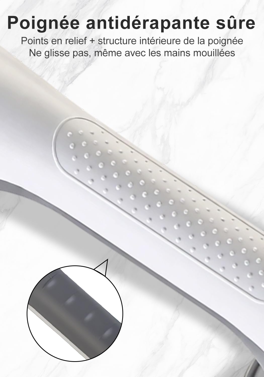 Barre d’appui douche sans perçage, lot de 2 poignées de sécurité à ventouse puissante, antidérapantes, maintien stable pour salle de bain, toilettes et surfaces lisses, aide à la mobilité