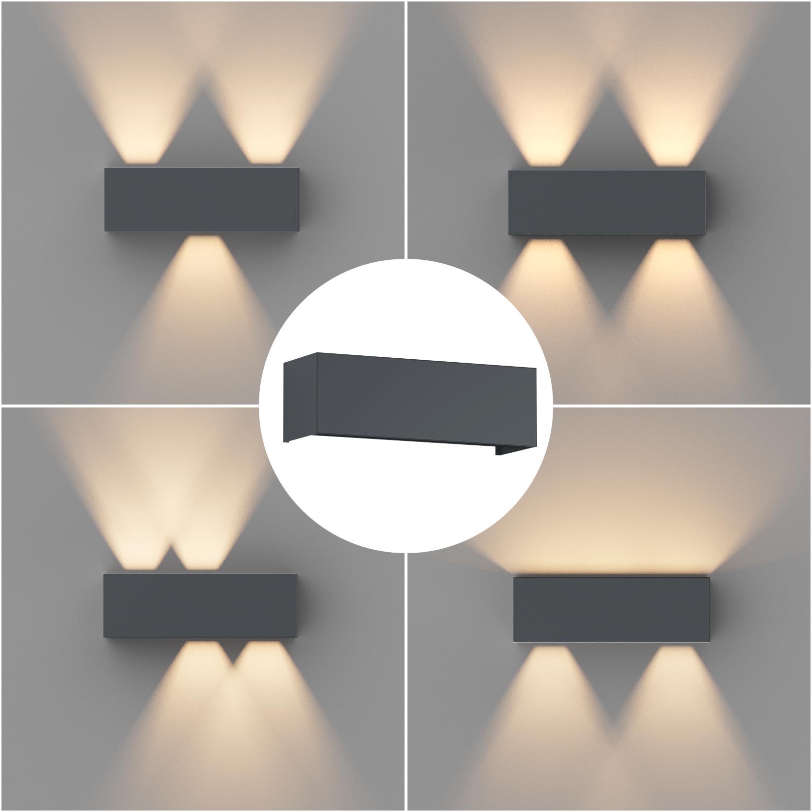 Coinmit 30W LED Applique da interno, 3000K, IP65 Luce da parete da esterno, fascio luminoso dimmerabile, Luce da parete della casa, per interni ed esterni, patio, soggiorno, Antracite