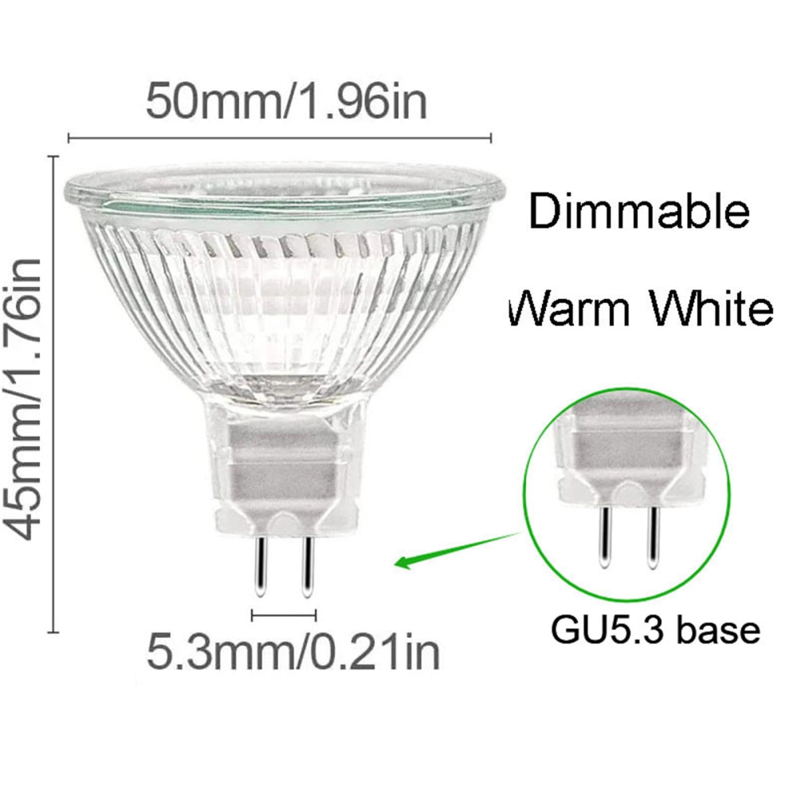 Ampoule Réflecteur MR16 24V 10W MR16 Ampoules Halogènes 2 Broches Gu5.3 Culot Bi-Pin Spot Halogène MR16 50W 24V Dimmable 10Pc 50W