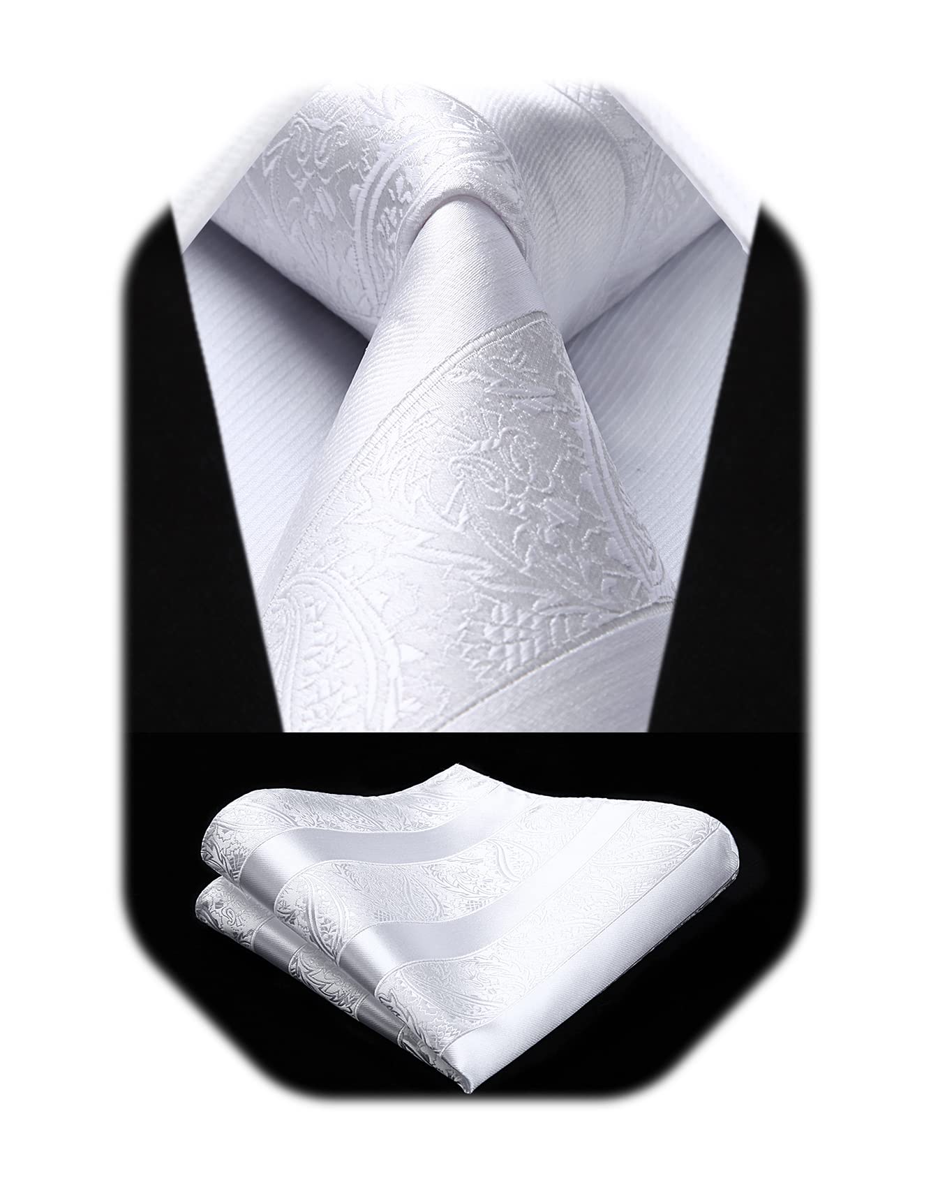 HISDERN Paisley Ties for Men Solid Tie Handkerchief Floral Men's Necktie & Pocket Square Set Wedding Classic Mens Ties
