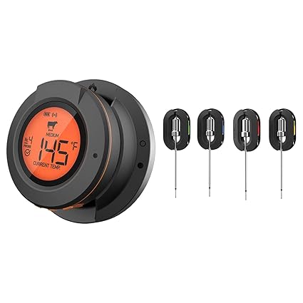 SECRET DESIRE Wireless Kitchen Thermometer with Probes Portable for Backyard Lamb Beef BBQ 4 Probes