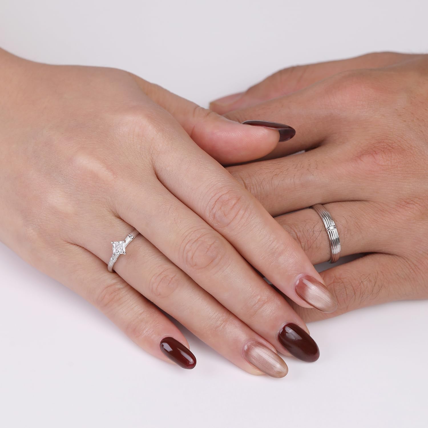 Meissa Anelli Nuziali Per Donna/Uomo 2 Pezzi Anelli Di Promessa In Argento Sterling Regolabili Anelli Di Fidanzamento In Argento Con Zirconia Cubica Anelli Coordinati Di Coppia Per Sposa