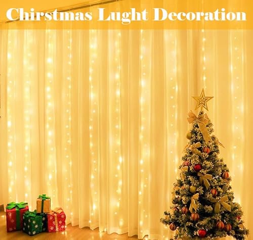 Kimuwote 1 x 1 m 100 LED USB Indoor Christmas Light Curtain Fairy Lights for Christmas, Wedding, Birthday, Window (Warm White) - Image 4