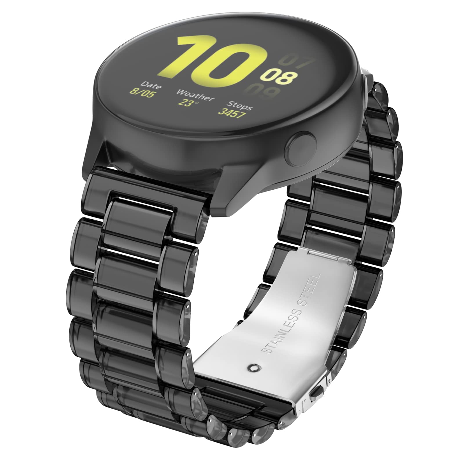 OVERSTEP Galaxy Watch Acitve 2 40mm 44mm, Galaxy Watch 3 41mm, Galaxy Watch 42mm Band, Quick Release Band Transparent Crystal Sport Replacement Strap for 20mm Samsung Watch