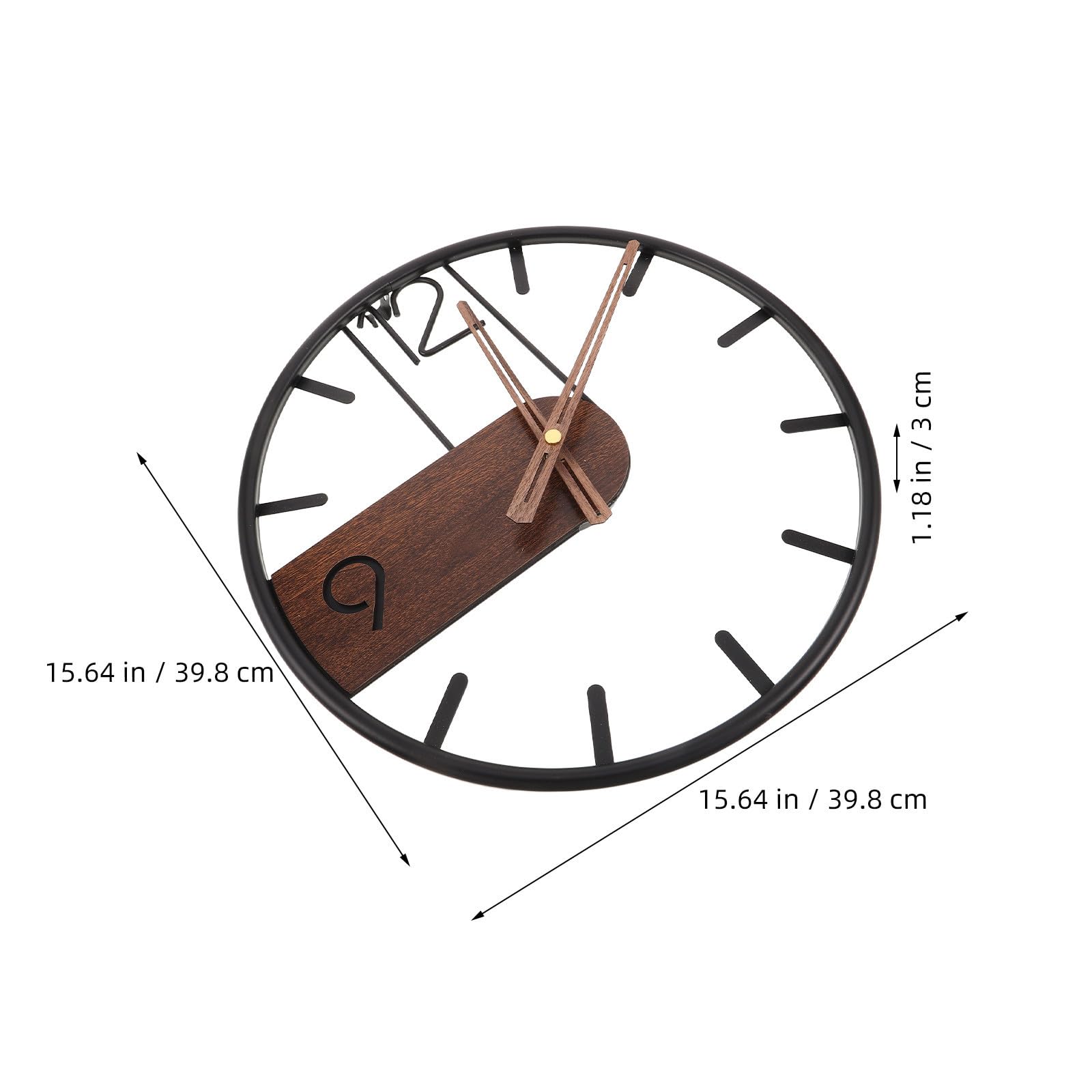 SHINEOFI Orologio da Parete Silenzioso Nero 40cm in Ferro e Legno | Design Minimal Creativo, per Soggiorno e Arredo Casa, Meccanismo Preciso ad Alta Accuratezza