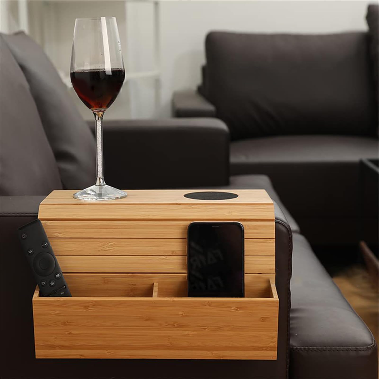 Mesa con reposabrazos para sofá, mesa plegable duradera para aperitivos y bebidas, para sala de estar, ideal para bebidas, aperitivos y comodidad