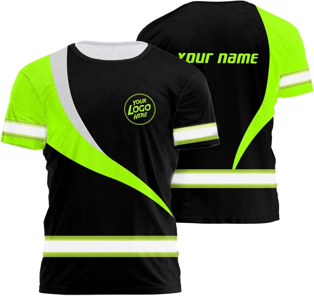 Company, Team Uniform High Visibility Shirt for Men Safety Shirt Custom Logo Name with Reflective Tapes AMZ02