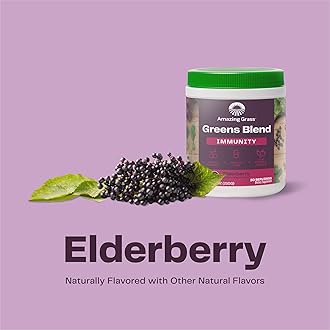 Amazing Grass Greens Blend Superfood for Immune Support: Super Greens Powder Smoothie Mix with Organic Spirulina, Chlorella, Beet Root Powder, Digestive Enzymes & Probiotics, Elderberry, 30 Servings