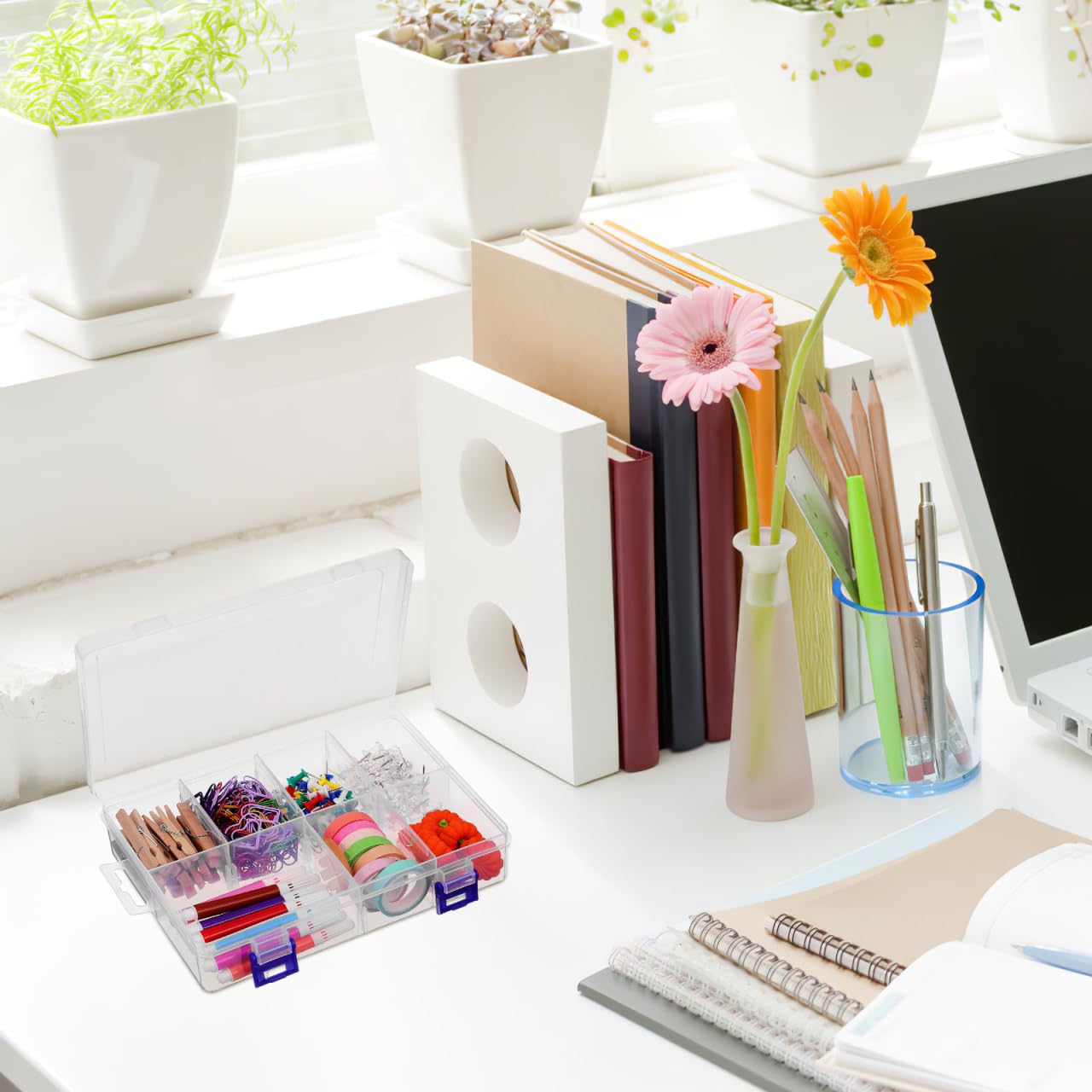 Cabilock 2 scatole trasparenti multi griglia organizer con divisori rimovibili per perline artigianali gioielli e parti design