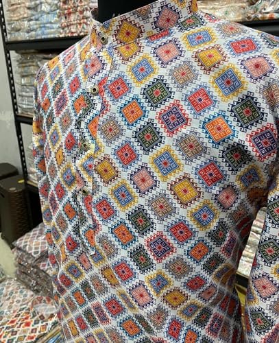 Image of FOXDX Men's Traditional Cotton Floral Printed Only Kurta