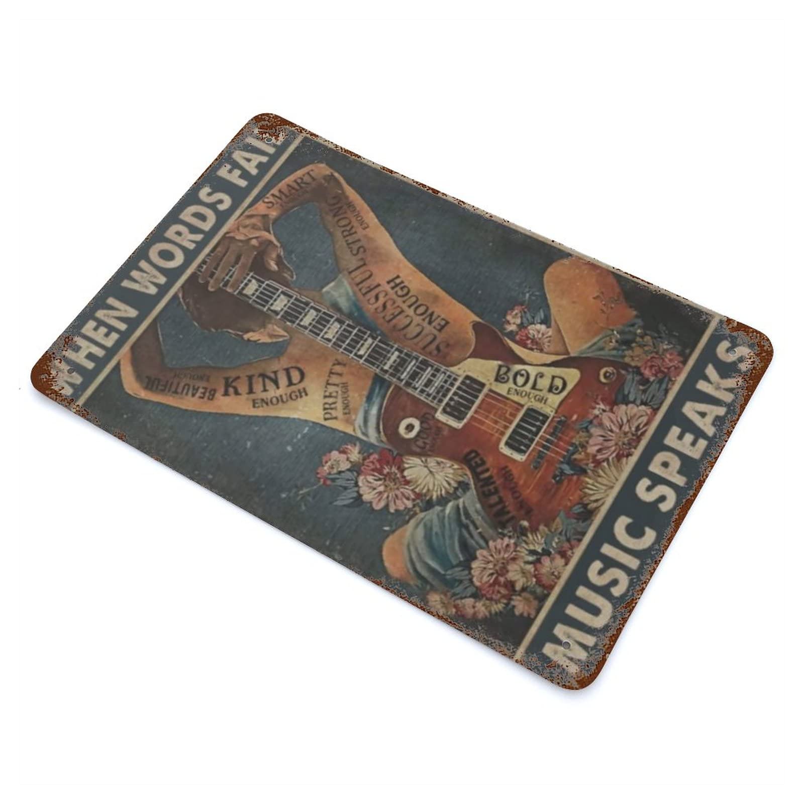 ERMUHEY Plaque en métal « Guitar I May Be Old But I Got to See All The