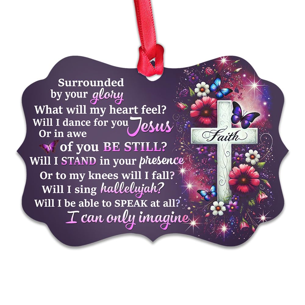 2024 Christmas Ornaments, Christmas Tree Decorations - Faith I can only Imagine Christian God Jesus Faith Ornament - Hanging Decorative Aluminum Ornament - Best Gifts for Christmas - G