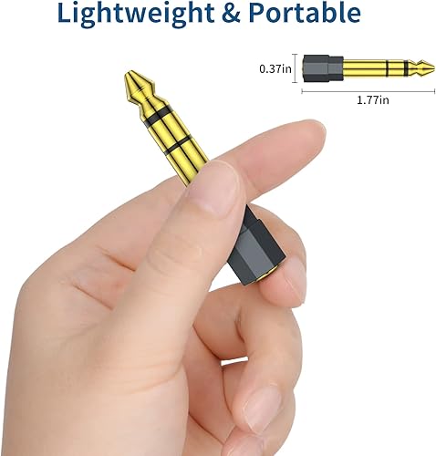Miniatura 4 de Paquete de 2 adaptadores de auriculares estéreo de 0.250 in 1/4 macho a 0.138 in 1/8 hembra de 1/8 pulgadas, conector de audio chapado en oro para