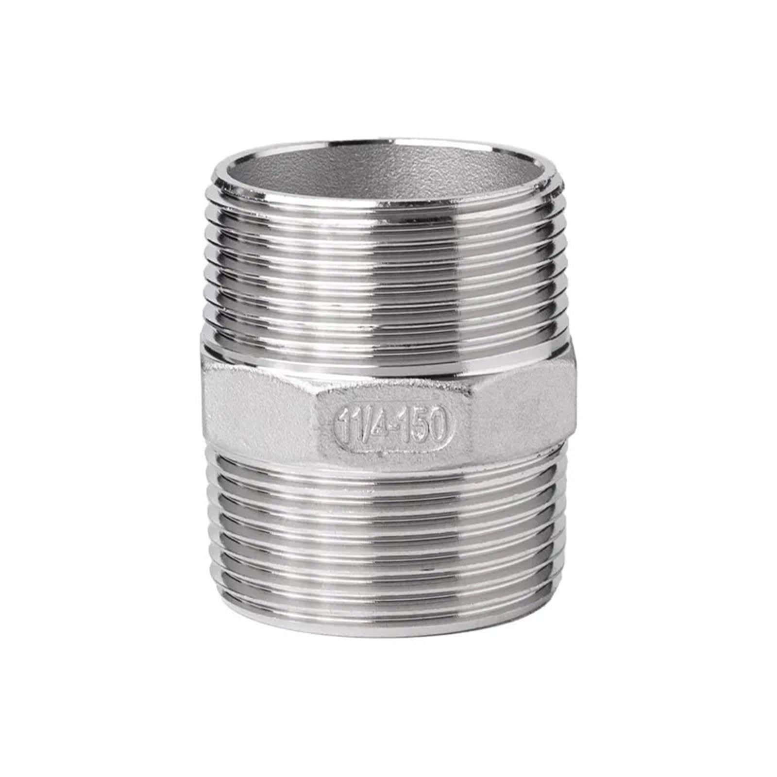 Niple hexagonal de acero 304 con rosca macho de 1/4" para tuberías