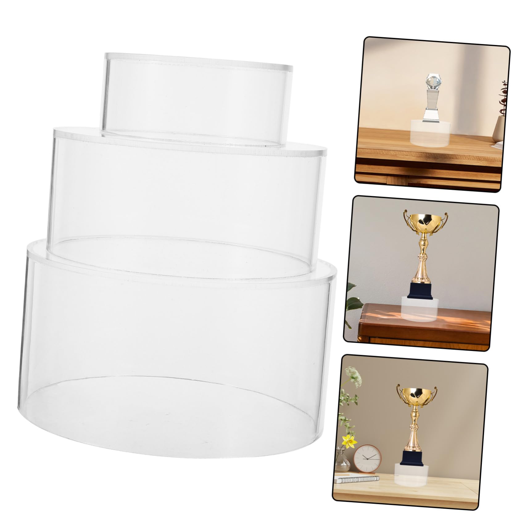 VICASKY Set 6 Alzate Espositive Rotonde in Acrilico Trasparente Piedistallo Espositivo da Tavolo per Buffet e Festa Base Espositiva Impilabile per Gioielli Dolci e Decorazioni