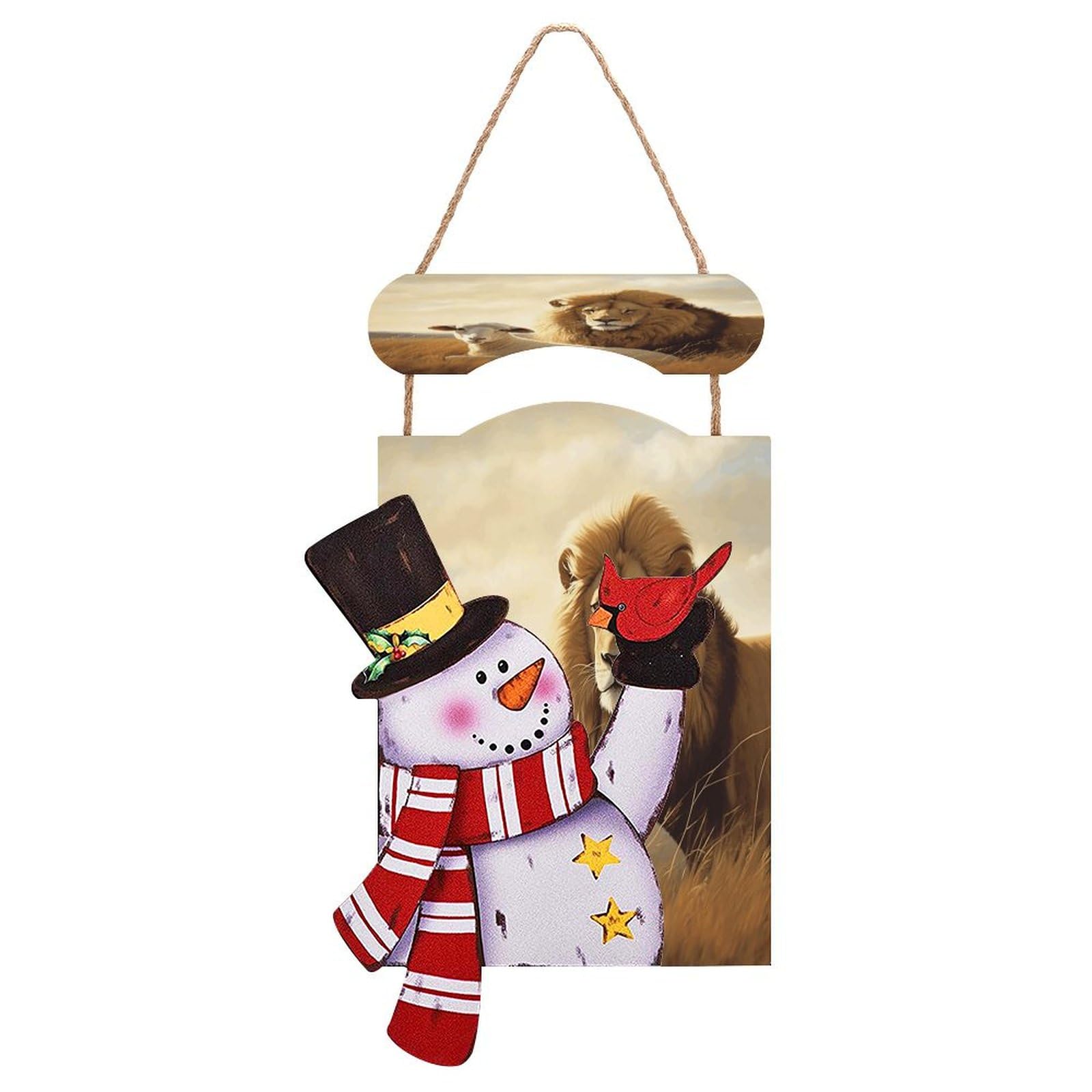 Panneau en bois bonhomme de neige de Noël pour décoration murale suspendue