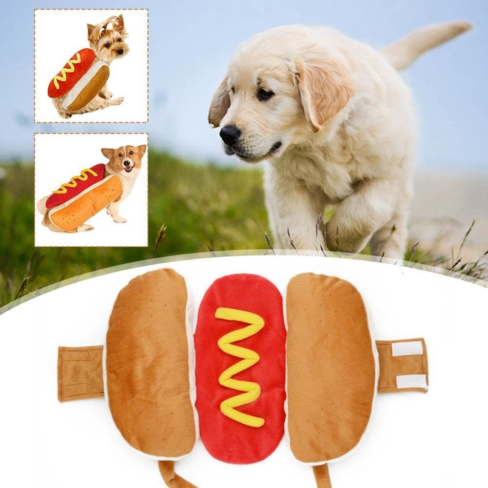 Kostium dla zwierzęcia domowego, kostium w kształcie hot doga, jamnik, kiełbasa, regulowana, cosplay, ubrania dla szczeniaka, ciepłe ubranie dla szczeniaka, przebranie dla psa