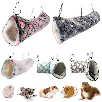 LeerKing Hanging Tunnel for Small Animals Hamster Hammock Tube Toys Sugar Glider Hanging Bed Rat Guinea Pigs Cage Accessories,Grey