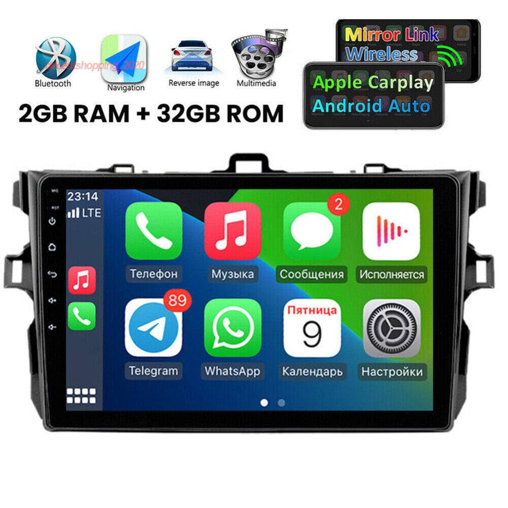 2G+32G Car Radio for Toyota Corolla 2006-2013 with Wireless Carplay/Android Auto, 9 Inch Touch Screen Car Stereo with Bluetooth GPS WiFi FM Mirror Link Backup Camera