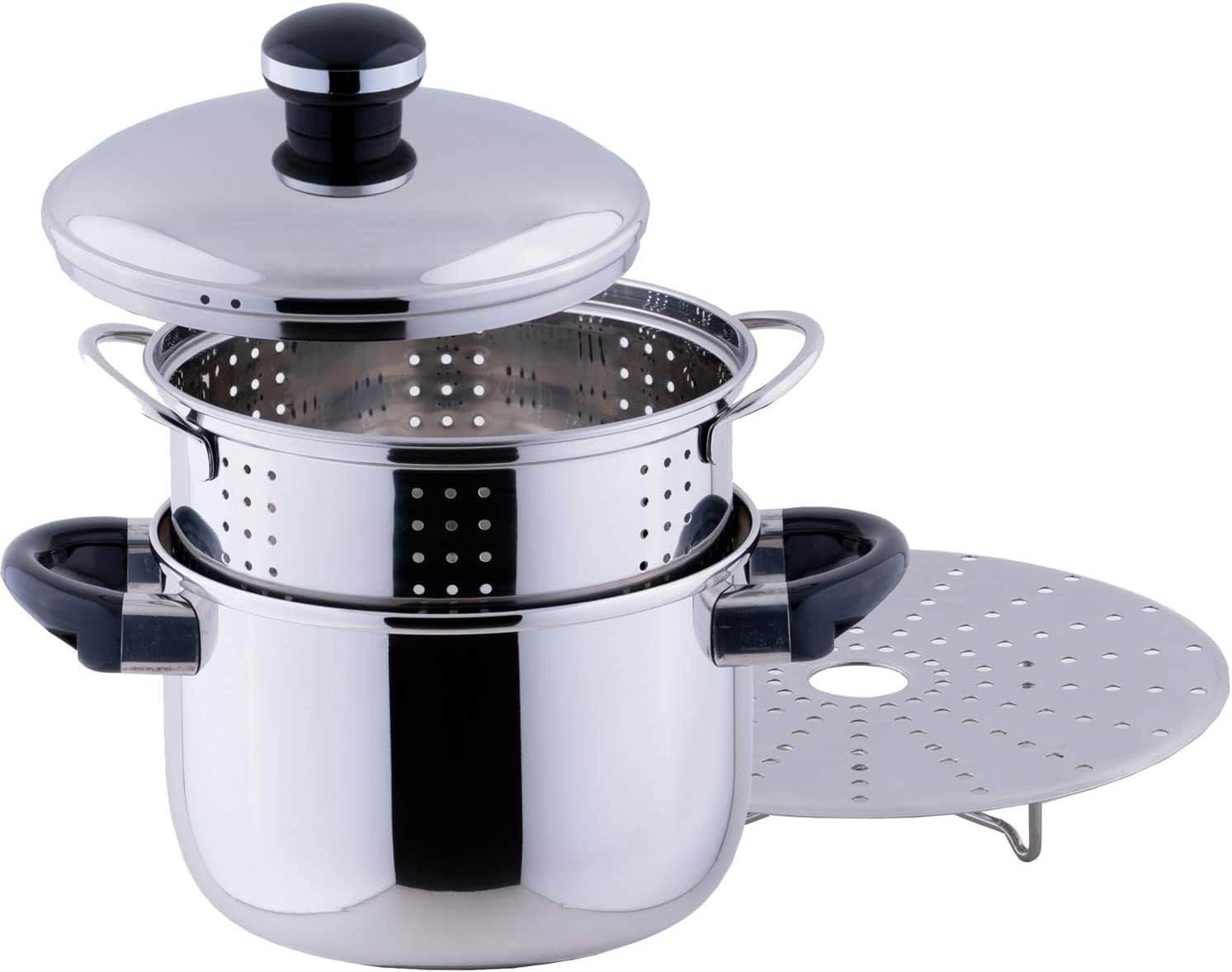 Miyazaki Seisakusho OJ-5D-D Objet Stew Pot, 7.1 inches (18 cm), Perforated Inner Pot & Steam Plate, Made in Japan, Induction Compatible