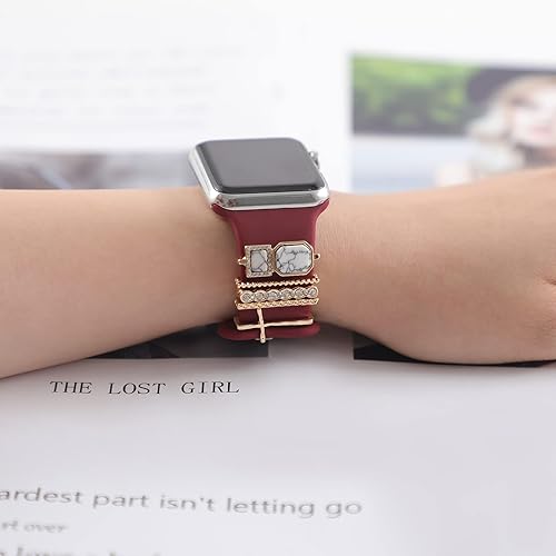 Vista 87 de ALMNVO Bling Diamond Charms for Apple Watch Bands Charms 46mm 45mm 44mm 42mm 41mm 40mm 38mm 49mm,Sparkle Metal Sliding Decorative Rings for iWatch