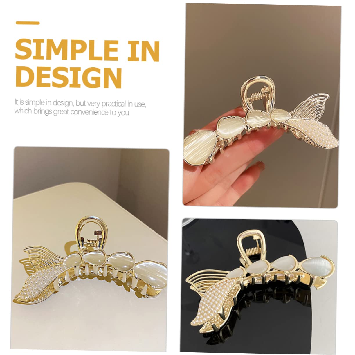Healeved 5stücke Mermaid Haarklammer Mit Perlen Nonslip Haarclip Für Damen Stylische Haarklammer Für Hochsteckfrisuren Für Alltag Hochzeiten Reisen Und Mehr
