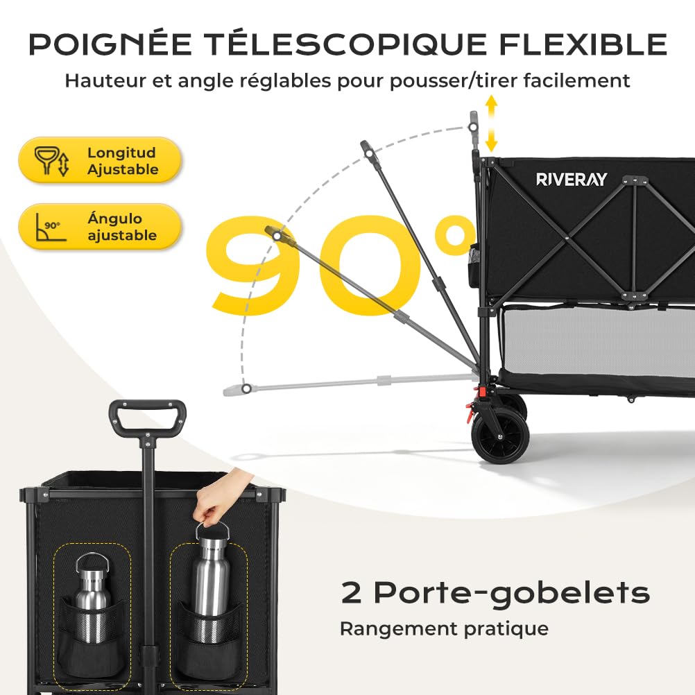 Chariot Tout-Terrain 400L Pliable 4 Roues avec Frein 18x10CM, XXXXL