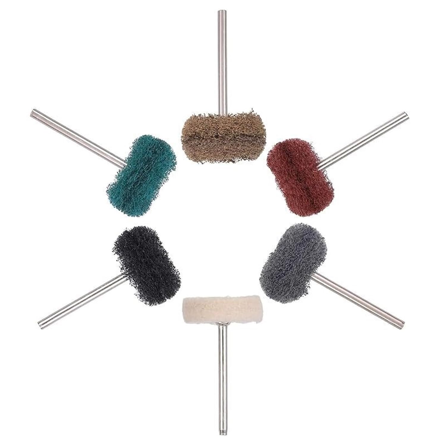 50-100Pcs T-Shaped 3mm Shank Polishing Wheels - Multi-Color for Metal & Wood