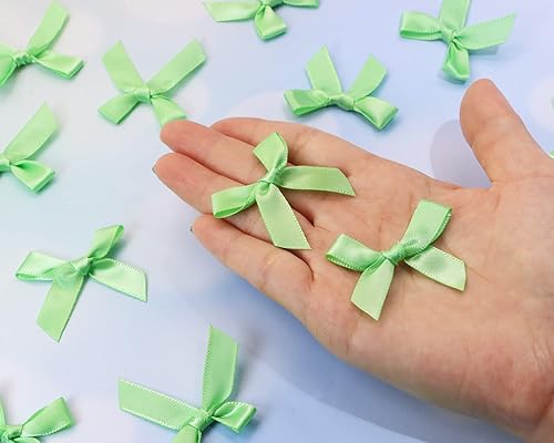 Vista 3 de Shapenty Mini lazos de satén para coser, álbumes de recortes, tarjetas, boda, regalo de Navidad, vestido de niñas, accesorios para el cabello, Verde