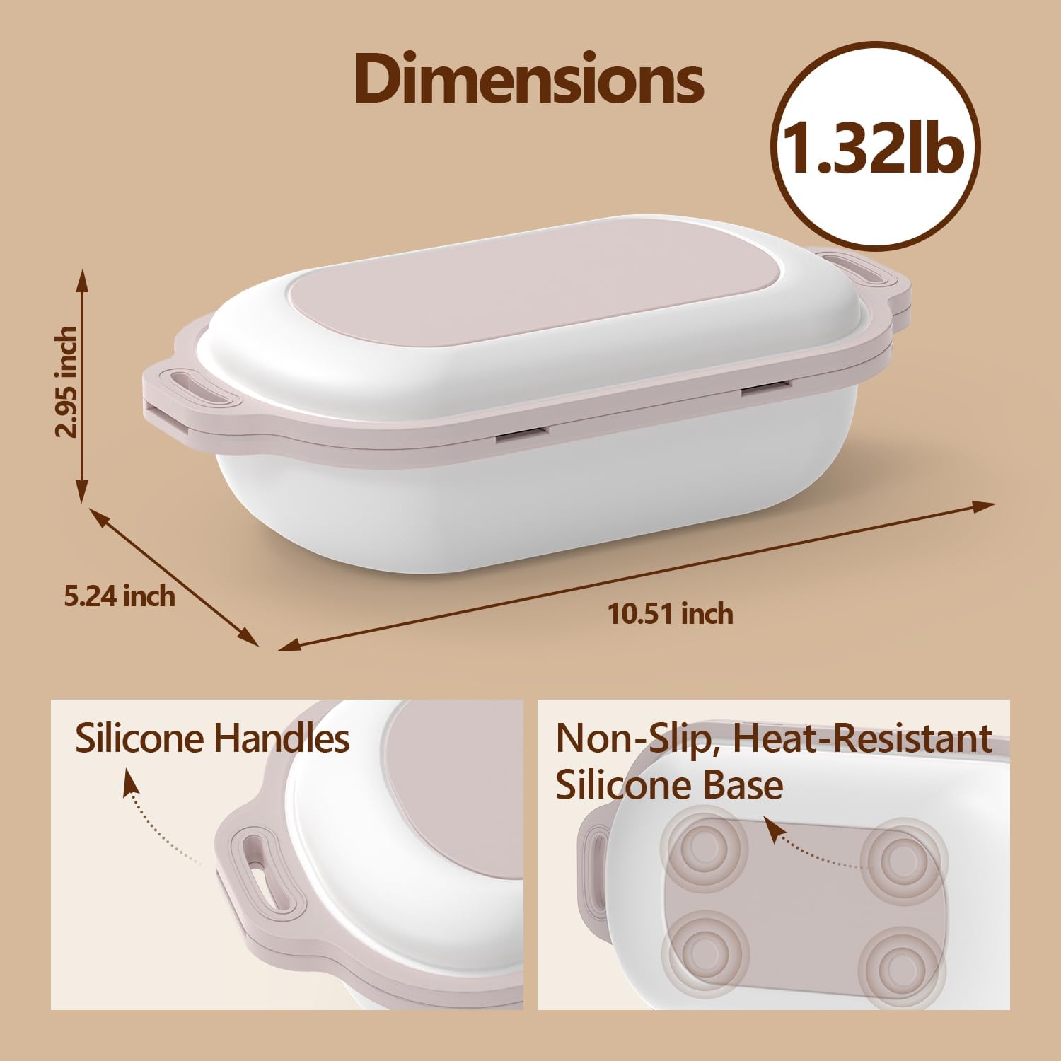 Microwave Grill Pan with Lid and Non-Slip Base, 10.2 Inch Microwave Crisper Pan for Grilling Meat, Sandwich Maker & Bacon Cooker, Dishwasher Safe Non-Stick Microwave Cookware for Dorm, RV, Office (Pink)