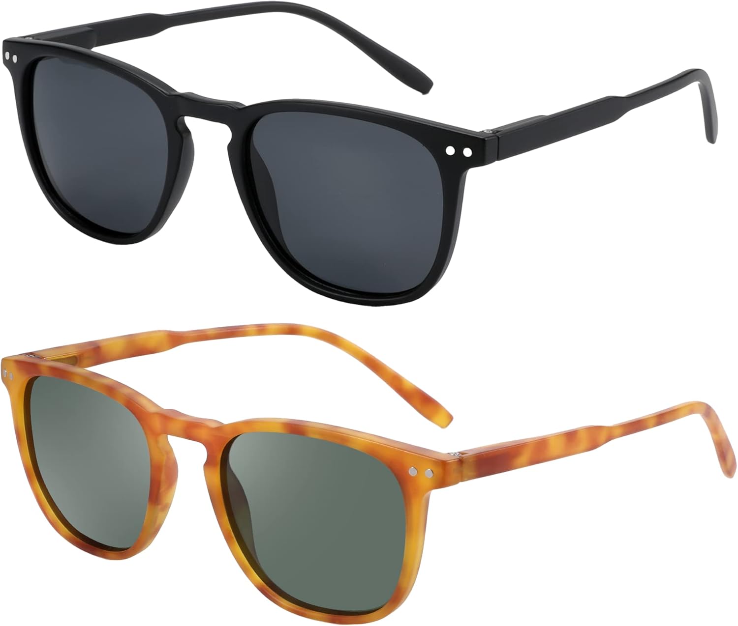 ZENOTTIC Polarized Sunglasses for Women Men: Retro Shades Round | Square Frame UV Protection 2 Pack