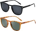ZENOTTIC Polarized Sunglasses for Women Men: Retro Shades Round | Square Frame UV Protection 2 Pack