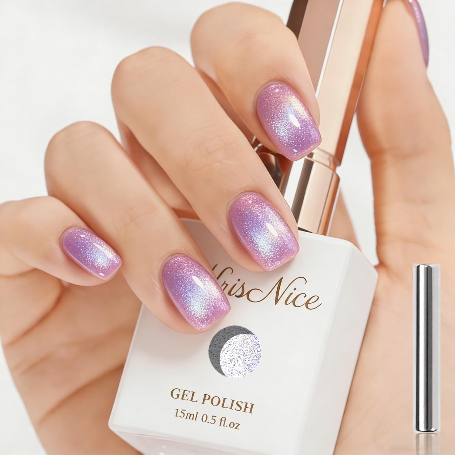 KRISNICE UV Nagellack Cat Eye 15 ML, Gellack mit Magnet, Cat Eye Uv Gel, Glitter Gelnagellack Soak Off Reflective Gel Magnetic Nail Polish für Frauen und Mädchen