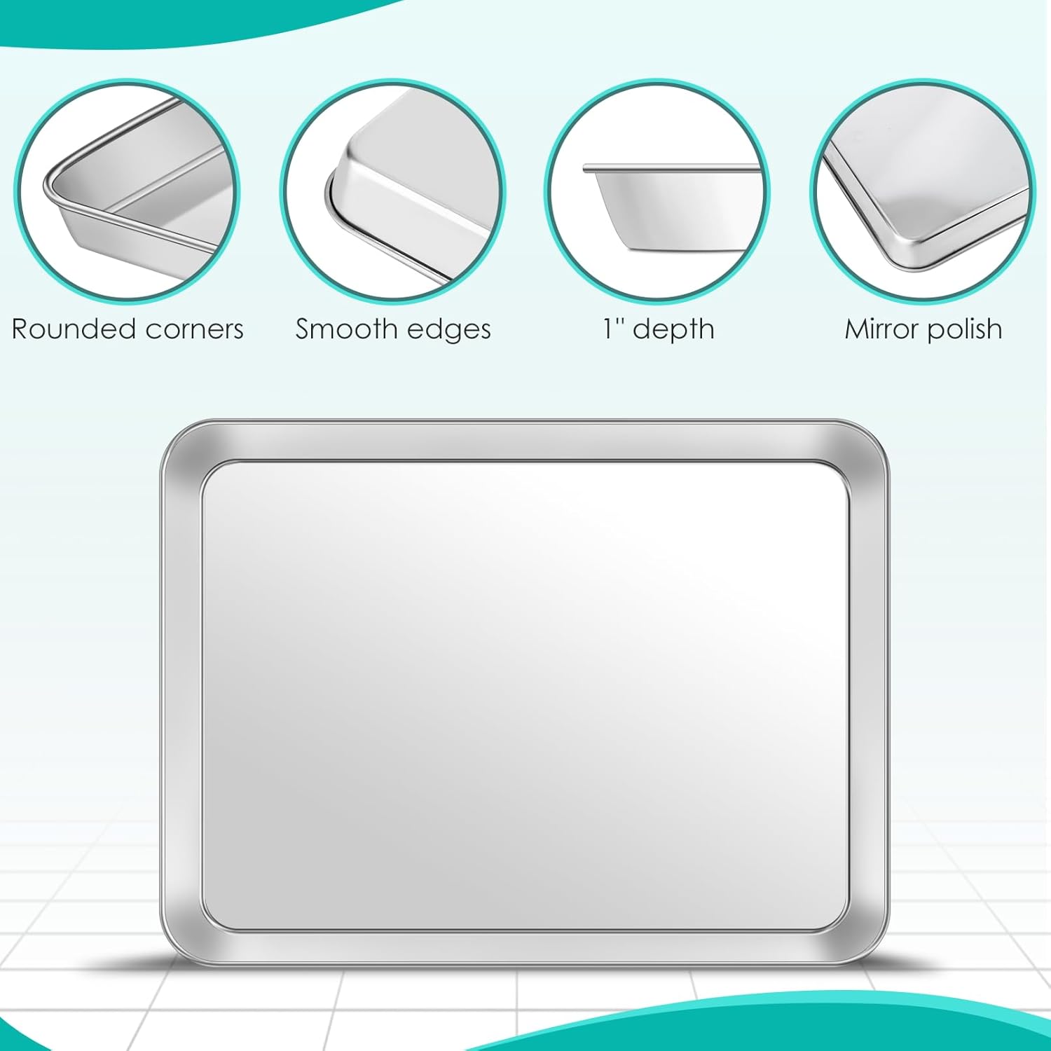 Baking Sheet with Rack Set (2 Pans + 2 Racks), Stainless Steel Cookie Sheets,Cookie Pan with Cooling Rack, Nonstick Baking Pan,Easy Clean,Heavy Duty,Oven & Dishwasher Safe, 16 x 12 x 1 Inches - Image 3