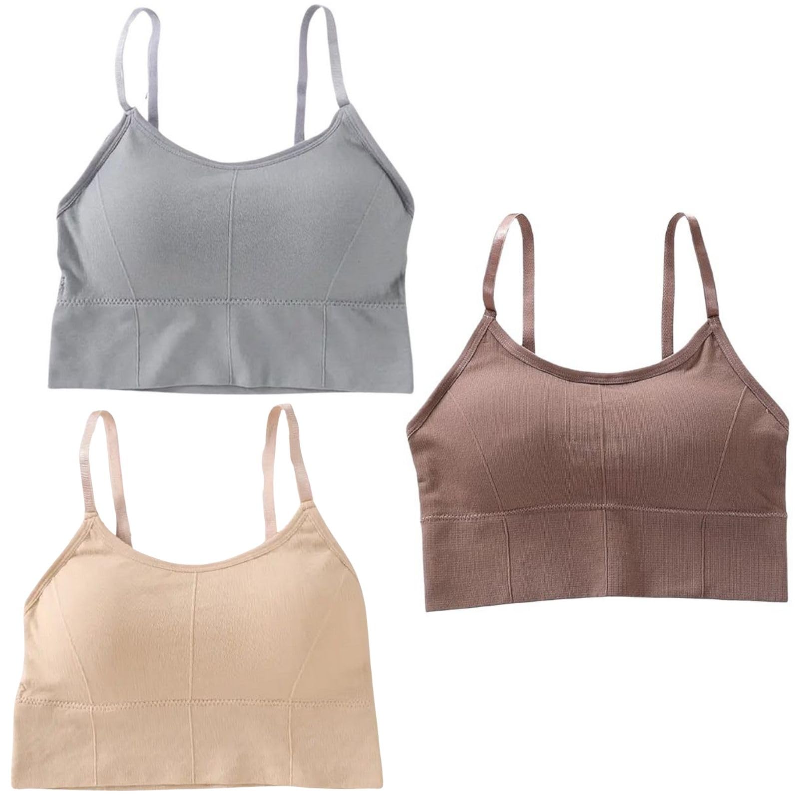 tood fashion Women's Cotton Blend Adjustable Strap Full Coverage Lightly Padded T-Shirt Sports Bra Combo of 3-picture-41