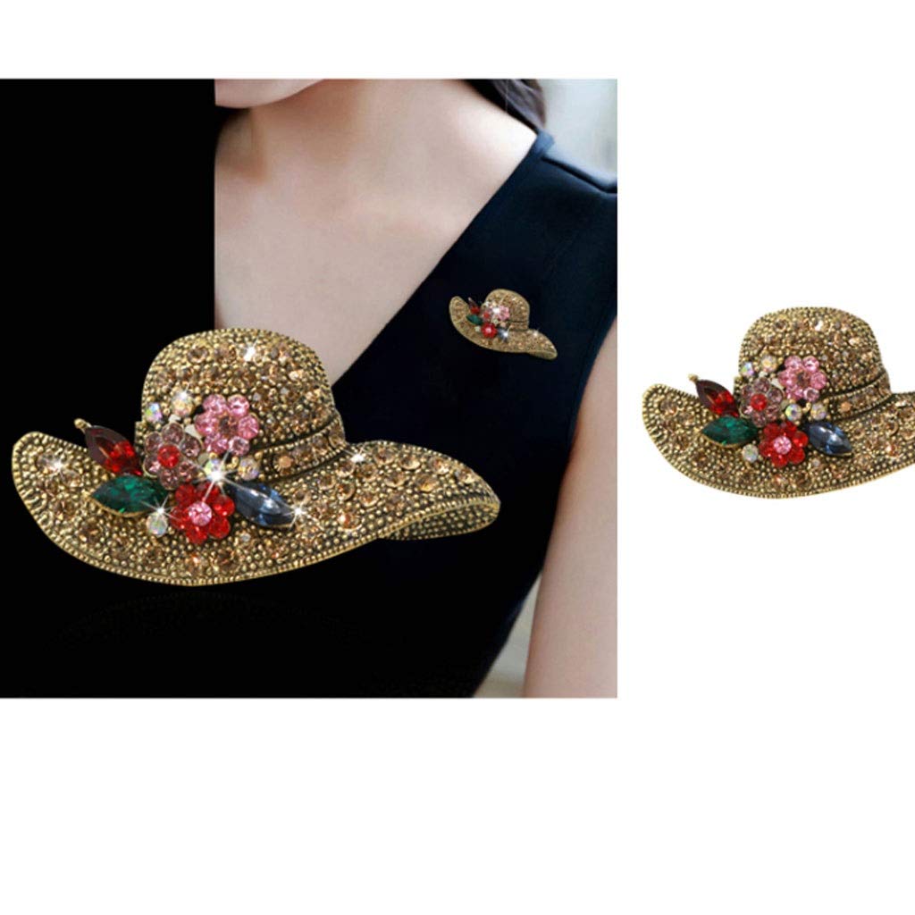 Brosche Vintage-Diamant-Hut-Brosche, Kristall-Strass-Brosche, geeignet für Schmuck, Kleid, Schal, Schal