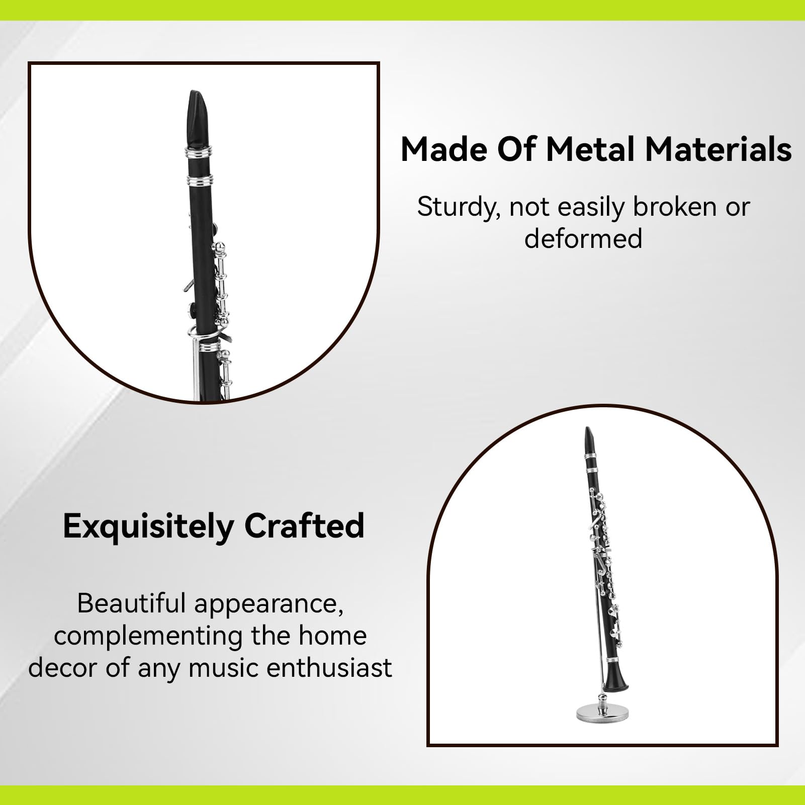 Mini Clarinetto in Miniatura con Supporto, Mini Strumento Musicale Ornamento Natalizio, Ornamento per la Casa (6,3)
