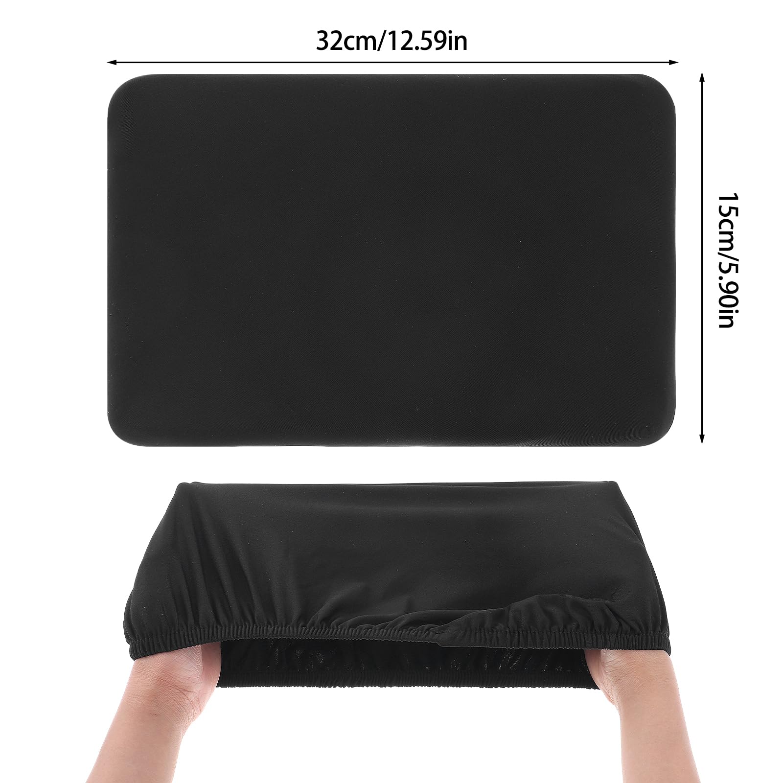 Thinp 2 Pcs Toilet Tank Cover,Toilet Tank Lid Cover Fit Different Sizes Soft and Absorbent Toilet Lid Cover Toilet Tank Lid Cover Replacement Toilet Cover with Elastic Bottom Machine Wash(Black,Grey) - Image 3