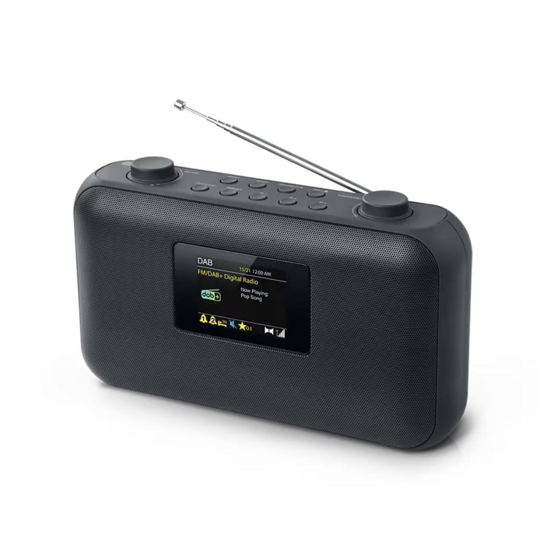 Muse Radio, Dab+ FM PLL, Pantalla LCD TFT, MUSE - (M-118 DB) Reloj, Alarma Doble, repetición, sueño s, función de presentación de Diapositivas, Gris Oscuro