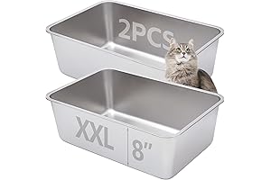 XL Stainless Steel Litter Boxes, Non-Stick Cat Litter Box for Multiple Cats,...