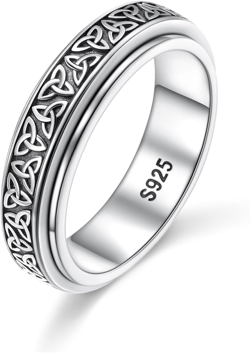 S925 Sterling Silver Spinner Fidget Ring Relief Boredom ADHD Autism Jewelry Gifts for Women Men