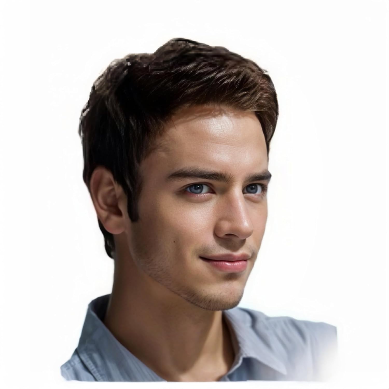 Mens Brown Short Wigs Side Part Natural Synthetic Hair Wigs Daily Costume Wig for Male Guy - Image 6