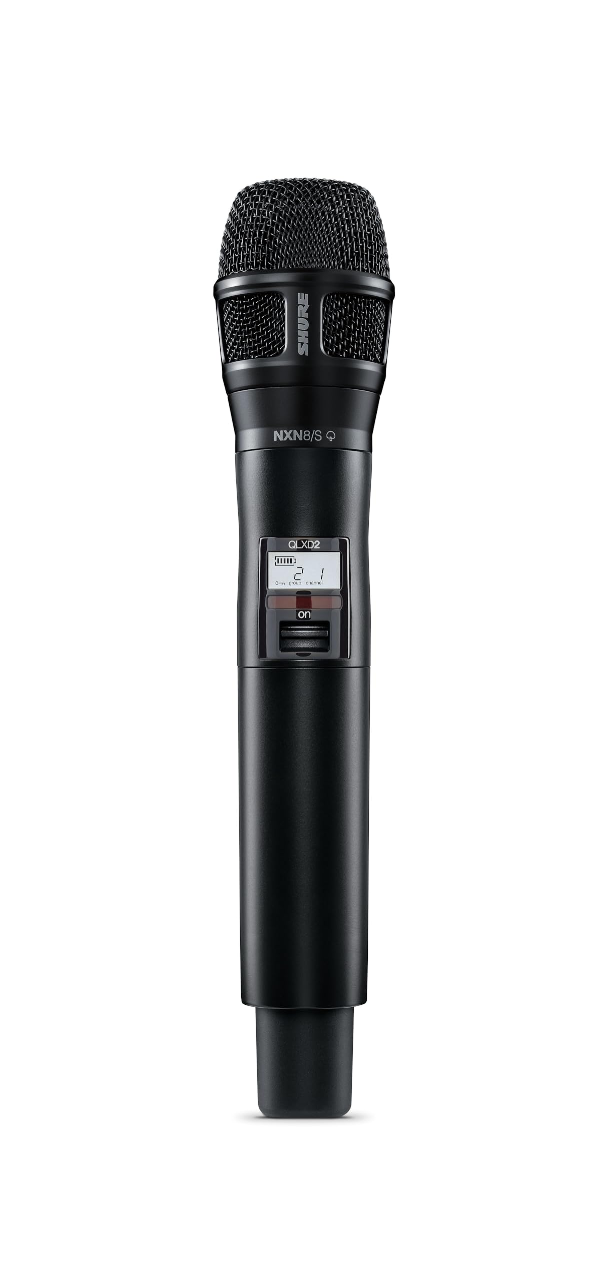 Shure QLXD2/N8SB Handheld Transmitter with Nexadyne 8/S Black Supercardioid Vocal Mic Capsule - for QLX-D Digital Wireless Microphone Systems, Receiver Sold Separately | H50 Band (QLXD2/N8SB=-H50)