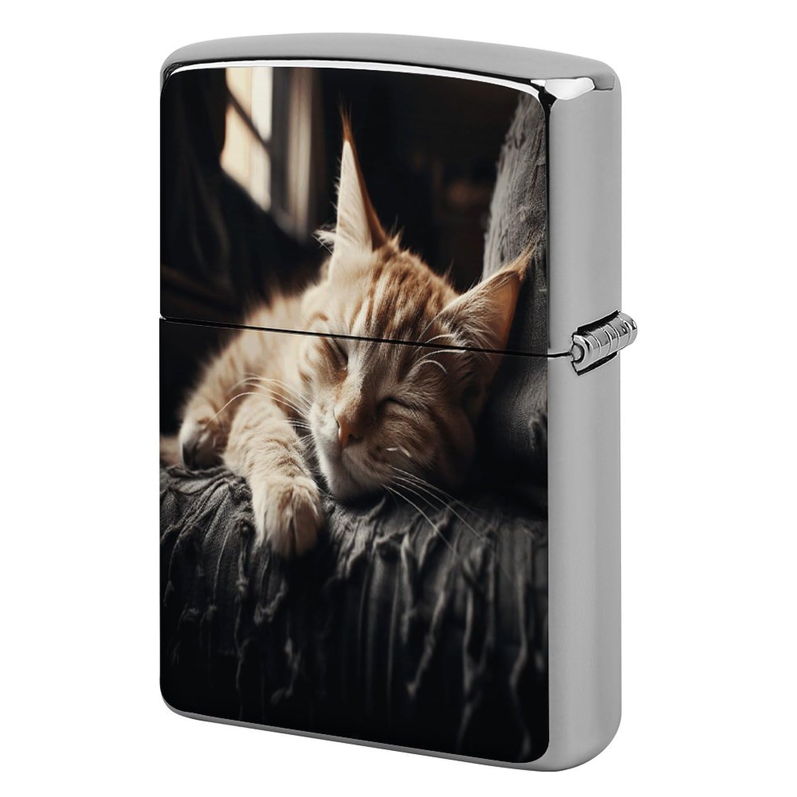 Fekiloot Style Napping Kitten Lighter Case Cover Metal Lighter Case