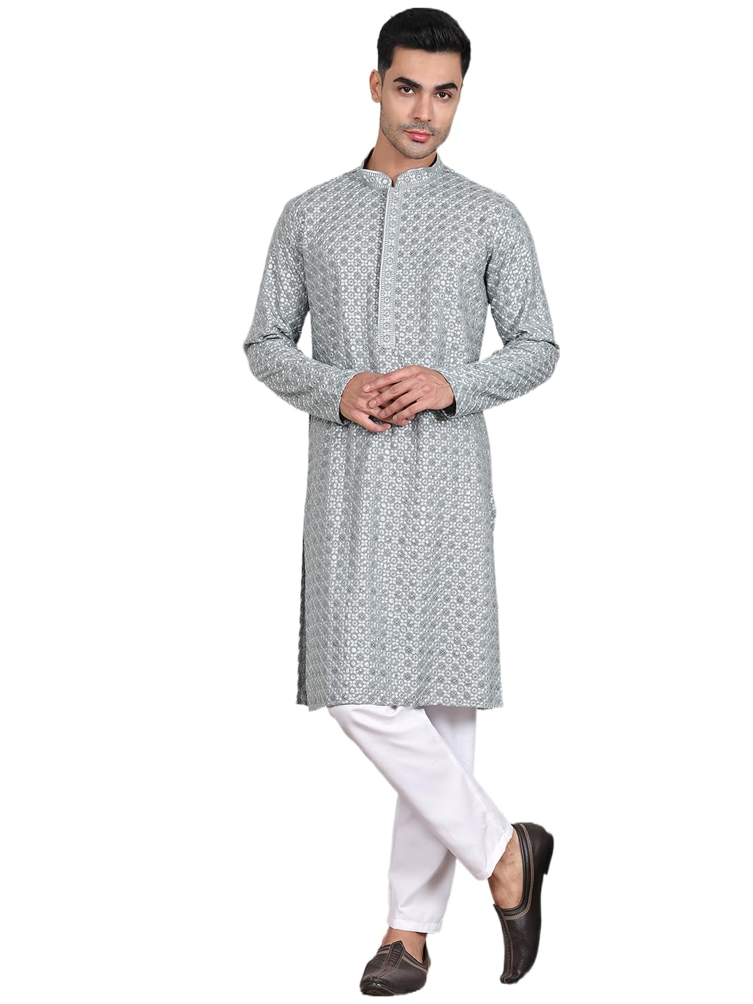 jompers Viscose Sequins and Embroidered kurta pajama Set for Men-picture-26