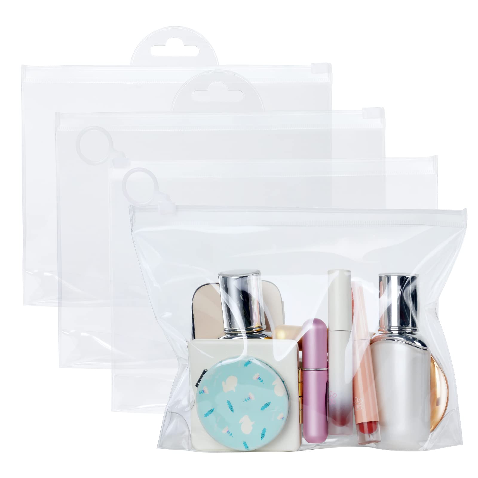 OSDUE Bolsas De Aseo Transparente, 4 Piezas Neceser Transparente, 2 Estilos Bolsas PortáTil De Maquillaje De EVA con Cremallera, para Viajes, BañO Y Almacenamiento, Multi-Tamaños…