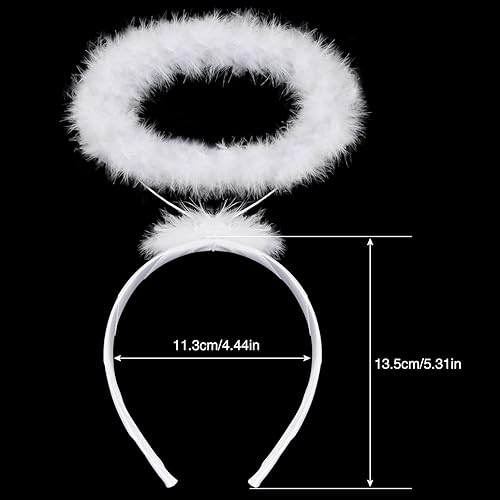 Miniatura 2 de LIYDE Diadema con halo de ángel, diadema de ángel de plumas, diadema blanca con halo para el cabello, suministros de fiesta de disfraces